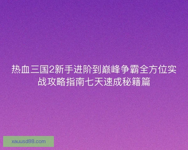 热血三国2新手进阶到巅峰争霸全方位实战攻略指南七天速成秘籍篇